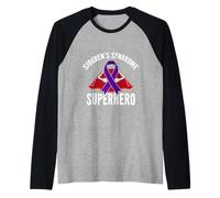 Síndrome de Sjögren, superhéroe, Guerrero, Luchador, Cinta Morada Camiseta Manga Raglan