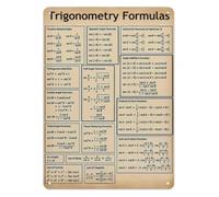 Sine Cosine Tangent Formula Metal Tin Sign Trigonometry Math Reference Classroom Educational Wall-Art 8 X 12 inch