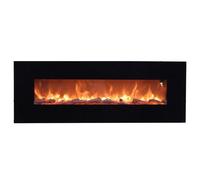 Sined Aprica Chimenea Electrica De Pared De Acero y Cristal 1500w Negro Efecto Llama Led Realista con 6 Niveles De Intensidad De Luz y Mando a Distancia para Hogar y Oficina