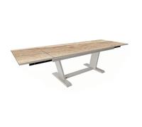Sined Mesa Extensible 180-280 cm Crema Travertino con Superficie de Cerámica Kedra y Estructura de Aluminio - TAVOLO-GIARDINO-180-280-PRALINE