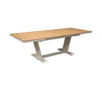 SINED Mesa extensible de jardín 180-240 cm en color blanco y teca con estructura de aluminio pintado ideal para 8-10 personas perfecta para terrazas y jardines modernos Modelo TAVOLO-GIARDINO-180