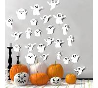 Sinekong 63 Piezas Decoración Halloween Pegatinas 3D Blancas para Fantasma Adornos Pared Ventana