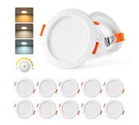 Sineyon Downlight LED Techo Empotrable Regulable, Pack de 10 Focos LED Interior Blanco Cálido Blanco Natural Blanco Frio, 5W Ojos de Buey Led para Techo IP44 para Baño Salón, Agujero 65-80mm