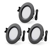 Sineyon Foco LED Empotrable 12V Regulable, 3W Downlight LED Techo 3000K Blanco Cálido 240LM, Agujero 58-62mm, 12mm Extraplano, Aluminio Ojos de Buey para Autocaravana Barco Cocina, 3 Piezas