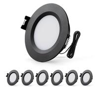 Sineyon Focos Empotrable 12V para Camper, Alu 3W Downlight LED Techo Empotrable 3000K Blanco Cálido 240LM, Agujero 58-62mm, 12mm Extraplano, IP44 Focos de Interior para Autocaravana Barco, 6 Piezas