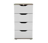 Sinfonier, cómoda dormitorio 4 cajones parc roble sonoma y blanco mate con 40x79x38 cm 38 cm