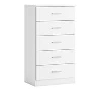 Sinfonier couple 5 cajones con guías metálicas y tiradores cajonera dormitorio en color blanco mate 50x90x33cm