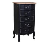 Sinfonier de madera lacado envejecido, 5 cajones, 50x40x98h cm - negro
