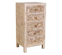 Sinfonier de madera tallado artesanal beige 45x40x100h cm