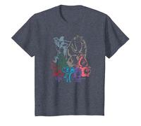 Sing 2 Neon Character Group Poster Camiseta, Niños, Azul Jaspeado, 12 años