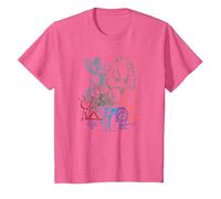 Sing 2 Neon Character Group Poster Camiseta, Niños, Rosa Jaspeado, 12 años
