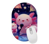 Sing Axolotl - Alfombrilla de mouse ovalada de 28 x 18 cm, alfombrilla de escritorio con base de goma, alfombrilla de escritorio para computadora portátil para oficina y hogar