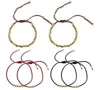 SING F LTD 6 pulseras de cuentas de cobre tibetano, pulseras budistas de la suerte, hechas a mano, cuerda trenzada, pulseras ajustables, amuleto de buena suerte, regalo para mujeres, hombres y niños