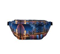 Singapore Fishtail Lion - Cangurera grande, regalos para disfrutar de deportes, festivales, entrenamiento, viajes, correr, casual, Black, Talla única