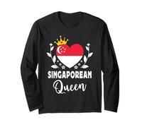 Singaporean Queen Singapore Flag Proud Singaporean Woman Manga Larga