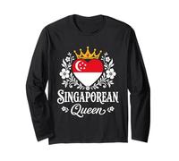 Singaporean Queen Singapore Flag Proud Singaporean Woman Manga Larga