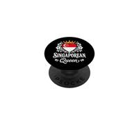 Singaporean Queen Singapore Flag Proud Singaporean Woman PopSockets PopGrip Adhesivo