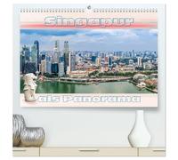 Singapur als Panorama (hochwertiger Premium Wandkalender 2026 DIN A2 quer), Kunstdruck in Hochglanz: Das Zentrum von Singapur als Panorama fotografiert