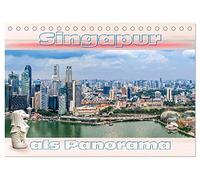 Singapur als Panorama (Tischkalender 2026 DIN A5 quer), CALVENDO Monatskalender: Das Zentrum von Singapur als Panorama fotografiert