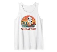 Singapur, Divertido Merlion y Marina Bay Sands Sunrise Skyline Camiseta sin Mangas