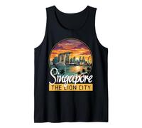 Singapur La Ciudad del León Retro Vintage Singapur City Camiseta sin Mangas