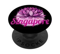 Singapur Loto Retro Isla Recuerdo Vacaciones Vintage Bandera PopSockets PopGrip Adhesivo