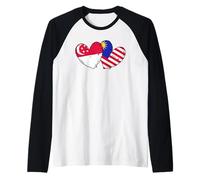 Singapur Malasia Bandera Singapur Malasia Love Jersey Camiseta Manga Raglan