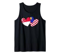 Singapur Malasia Bandera Singapur Malasia Love Jersey Camiseta sin Mangas