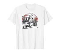 Singapur, Retro Marina Bay y Merlion, Divertido Horizonte icónico Camiseta