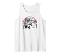 Singapur, Retro Marina Bay y Merlion, Divertido Horizonte icónico Camiseta sin Mangas