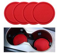 SINGARO Posavasos para automóvil, 4 portavasos universales Antideslizantes incrustados en Adornos Posavasos, Accesorios para el Interior del automóvil, Color Rojo