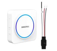 SINGCALL Juego de Extensión de Radio Timbre Inalámbrico Gong para Sistemas de Timbre Existentes con 32 Tonos y Volumen 0-100 dB para Hogar/Garaje/Apartamento,1 Receptor Portátil+1 Convertidor de Radio