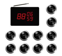 SINGCALL System de Llamada Inalámbrico de Servicios para Restaurantes/Hoteles/Asilo de Ancianos/Hospitales Resistente al Agua en 360°Integral 1 Receptor de Pantalla 10 Botones de Llamada Inalámbricos