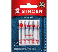 Singer Agujas de cuero para máquina de coser, tamaño 90/14, 100/16-5 unidades, 04740