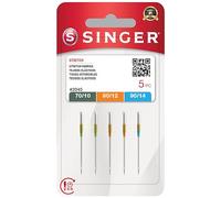 SINGER Agujas elásticas para máquina de coser, tamaño 70/10, 80/12, 90/14-5 unidades