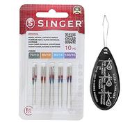 Singer - Agujas universales para máquina de coser 2020, 10 unidades, tamaños 70/10, 80/12, 90/14 y 100/16, con enhebrador grande