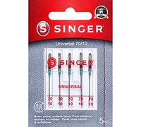 SINGER Agujas universales para máquina de coser de punta regular, tamaño 70/10-5 unidades