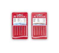 Singer - Juego de 2 paquetes de agujas para cuero y tejidos (826R + 832R) 2026 y 2032 130/705 H-J y H-LL (universal, plano por un lado)