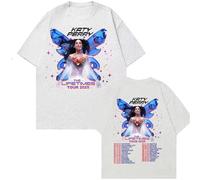 Singer Katy Perry Camiseta Doble Cara Estampada Manga Corta Algodón Top Informal Oversize T-Shirt para Hombre Mujer XS~4XL-Grey||m