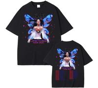 Singer Katy Perry Camiseta Doble Cara Estampada Manga Corta Algodón Top Informal Oversize T-Shirt para Hombre Mujer XS~4XL-Black||l