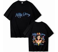 Singer Katy Perry Merch Camisetas Mujer Hombre Moda Informal Cuello Redondo Manga Corta Ropa Urbana Algodón T-Shirt XS~4XL-Black||x_s
