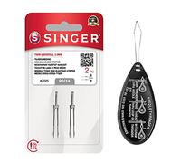 Singer Twin Universal 2025 - Agujas para máquina de coser (3 mm, 2 unidades, tamaño 90/14), incluye enhebrador de agujas grandes