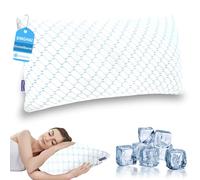SINGHAI Almohada de espuma viscoelástica, almohada de refrigeración, almohada plana para el cuello, almohada ortopédica para dormir de lado (onda azul, 40 x 80 cm)