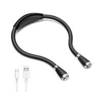 SingHong lámpara USB Recargable para lectura Libro de cama, 4 bombillas LED 4 luminosidad ajustable, manos libres para Jogging nocturno O lámpara de reparación (Negro)