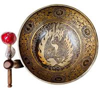 Singing Bowl Nepal Tazón de canto tallado, cuenco de meditación, cuenco tibetano, cuenco de canto de 30,48 cm D Note Master Healing Master, cojín de seda, delantero y palo de tambor