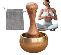 Singing Bowl, Self-Regulation Tibetan Meditation Set, Yoga Props with Wooden Mallet, Chakra Balancing Tool for Spiritual Gatherings, Mindfulness and Healing Aid, 1.57x0.98 inches