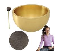 Singing Bowl, Singing Set Mallet, 1,57 x 0,91 pulgadas, Handcrafted Spiritual Sound Bowls, Calming Tibetan Design, Velvet Cushion Base for Desktop Meditation and Relaxation, Gold