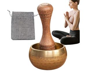 Singing Bowl, Tibetan Meditation Sound Bowl, Self-Regulation Chakra Healing Set, Yoga & Spiritual Props with Wooden Mallet for Mindfulness & Relaxation, 1.57x0.98 inches