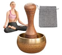 Singing Bowl, Tibetan Meditation Sound Bowl, Self-Regulation Healing Instrument, Yoga Relaxation Props Set, Wooden Mallet Included, Handcrafted Sound Tool, Ideal para Gatherings espirituales