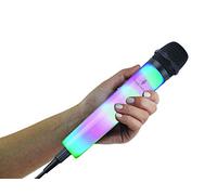 Singing Machine SMM225BK Micrófono unidireccional con Cable con Luces LED de Discoteca, Negro